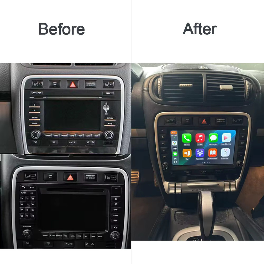 Sadocom Android 13 Multimedia Player für Porsche Cayenne 955 957 9PA 2002-2010 mit 7 Zoll IPS Display, 8GB RAM, 128GB Speicher, Carplay, DSP, GPS und Wifi in Schwarz - Bild 1
