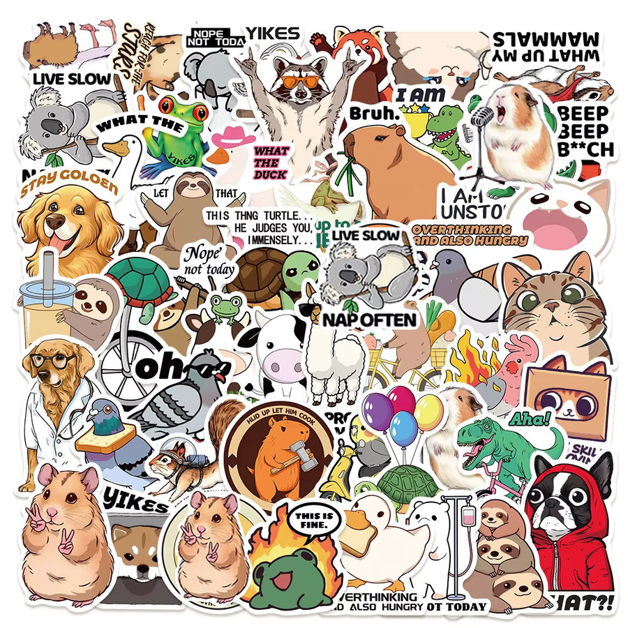 Rspctou Cartoon-Tier-Meme-Aufkleber, Sticker, 10/30/50 Stück - Bild 2