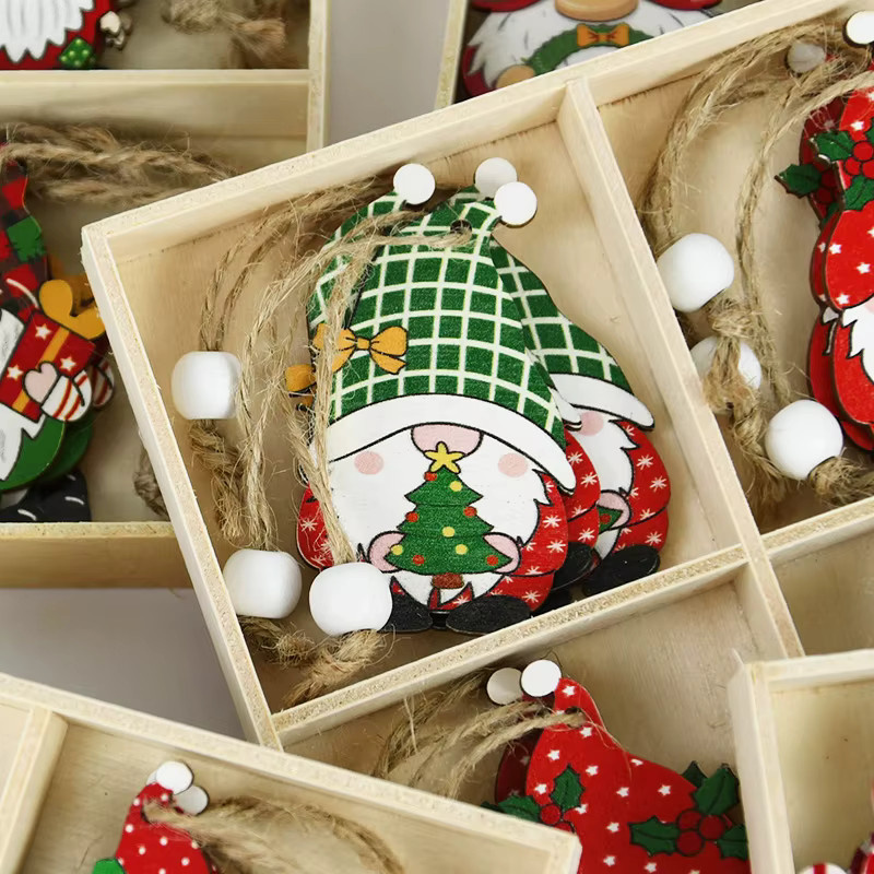 ZQNYCY 12er Set Weihnachts Zwerge Holz Anhänger Multicolor zur Dekoration für Weihnachten und das Neue Jahr - Bild 2