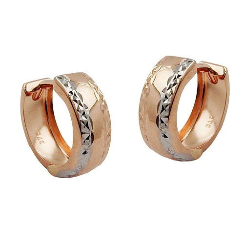 SIGO Creolen bicolor, diamantiert, 9Kt Rotgold - Bild 1