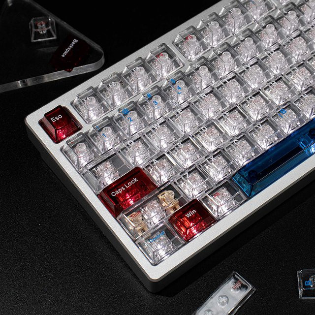 Venit Keys Galaxy Tastenkappen mit Cherry-Profil, 156 Stück, RGB-kompatibel, transparentes PC-Material, englische Beschriftung oben und seitlich für mechanische MX-Schalter - Bild 1