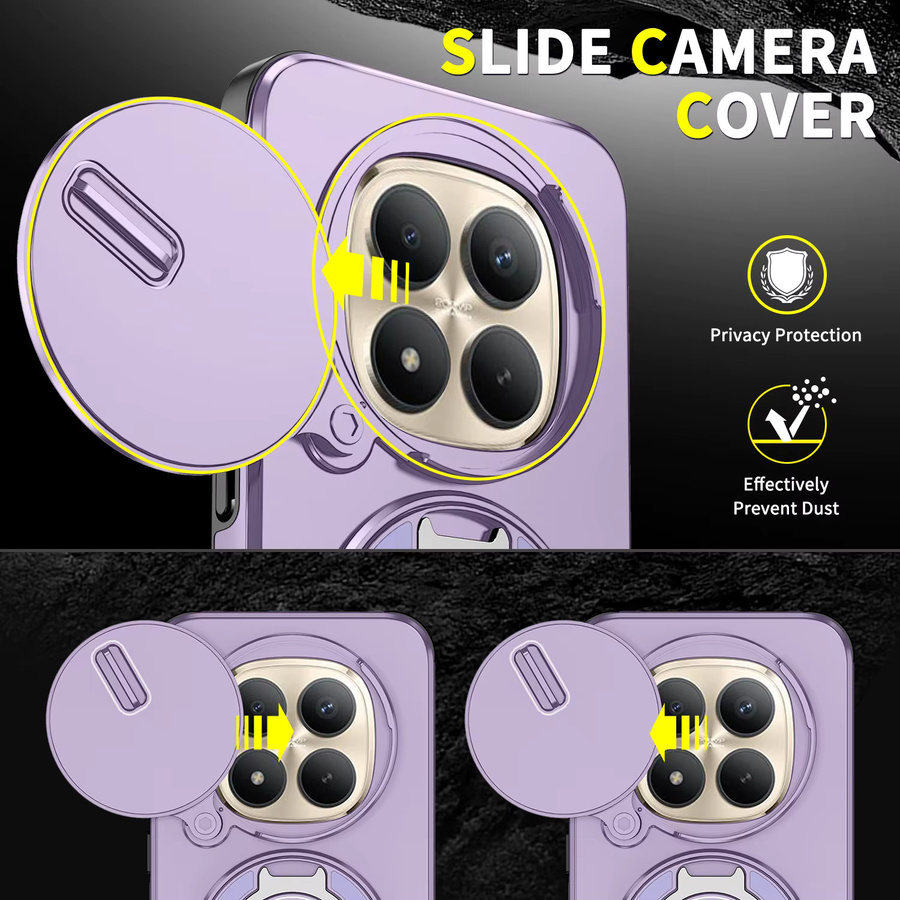 Xiaomi Magnetische Drehbare Handyhülle mit Schiebefenster und Sturzschutz für Redmi Note 15 14 13 Pro Plus 14s in Pink oder Purple - Bild 5