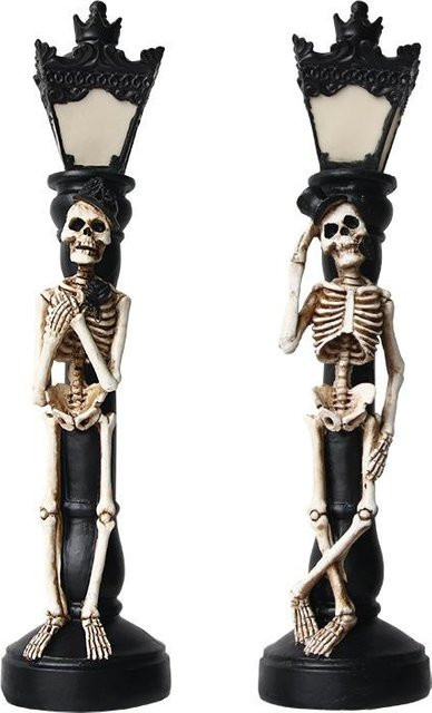 OutsideWorld Halloween Skelett Lampe aus Harz in Schwarz mit warmweißem Licht für Party und Dekoration - Bild 1