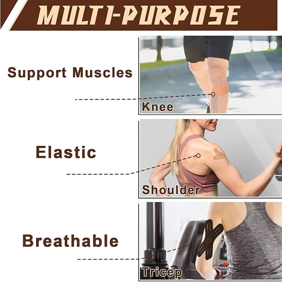 10 Stück WEFITON Kinesiologie-Tape in Schwarz, vorgeschnittenes elastisches X-förmiges Sport-Klebeband für Sport und Muskelzerrung, Unisex - Bild 4