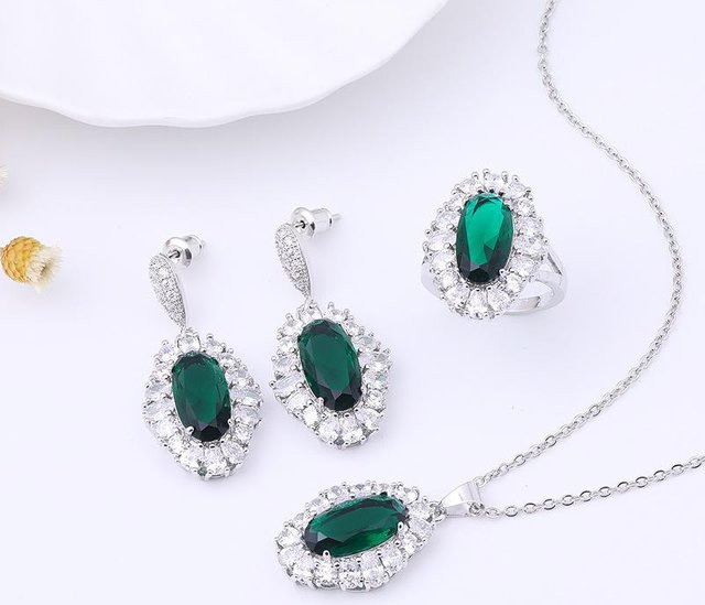 YIRAN Ohrring Set, Kupfer, Zirkonia, Silber, Damen - Bild 1