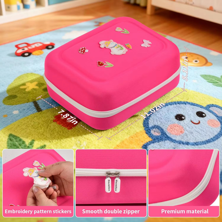 Paiyule Aufbewahrungstasche für Little Tikes Story Dream Machine Starter Set, Organizer aus Stoff in Pink mit 5 DIY-Stickerei-Patches, B/H/T: 28,0 x 13,0 x 28,0 cm - Bild 3