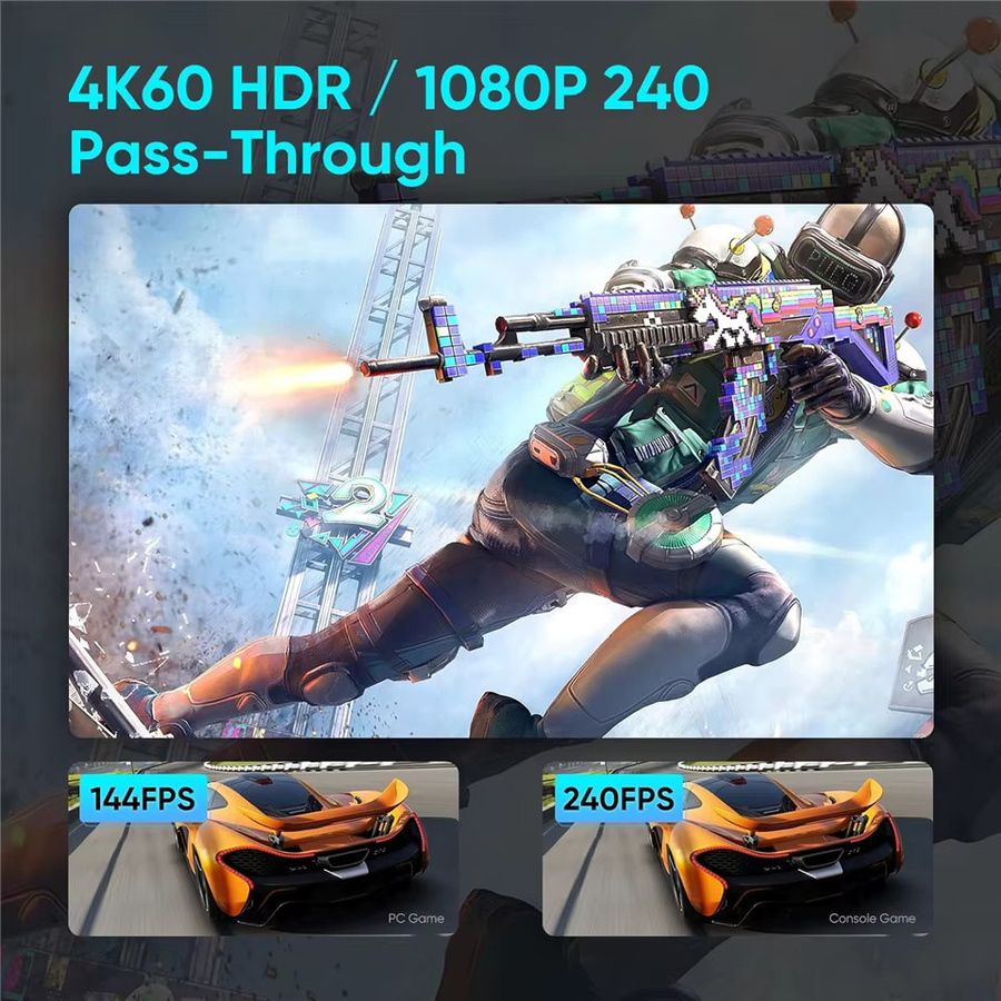 Navceker HDMI USB-C Video Capture Card 4K 60Hz mit HDCP Bypass für Live-Streaming, PS5 und Xbox, Schwarz - Bild 4