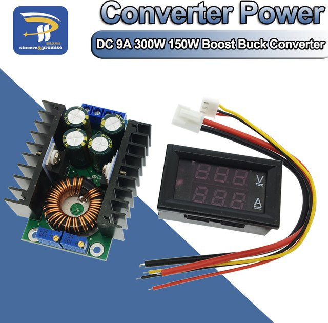 DC Step Down Buck Converter Modul mit Digitalanzeige für Spannung und Stromstärke, 300W Boost-Funktion, 0-100V, 10A, Dual Display Voltmeter und Amperemeter - Bild 1
