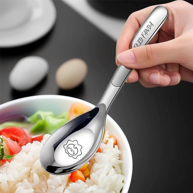 WORTHBUY 2er Set Dessertlöffel mit langem Griff aus Edelstahl 316 in Silber, spülmaschinenfest - Bild 1
