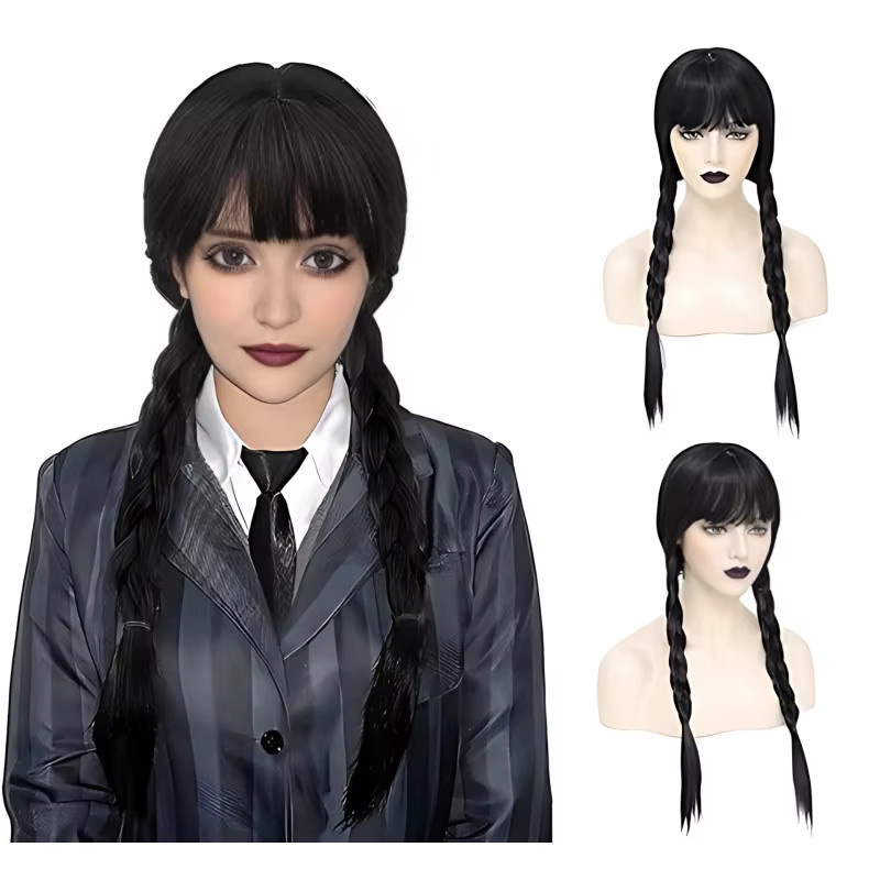 Suri Hair Pferdeschwanz-Perücke, 26 Zoll, schwarz, doppelt geflochten mit Pony - Bild 2