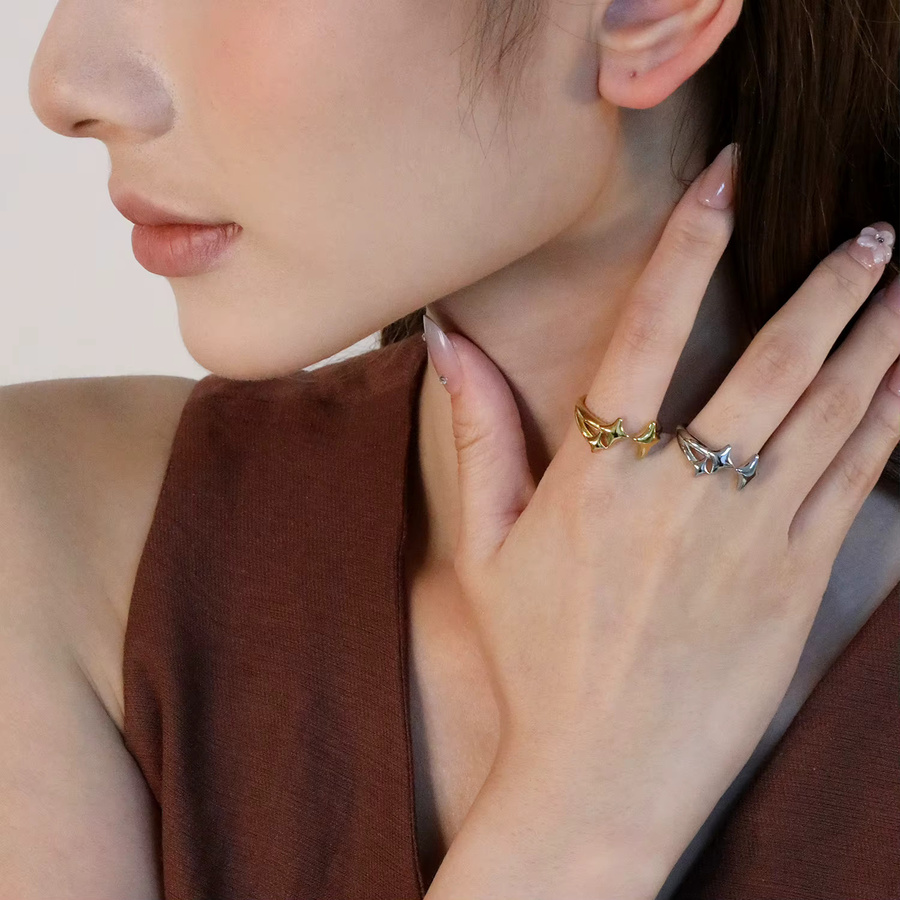 LUXUKISSKIDS Stern-Ring, Edelstahl, Gold, Damen - Bild 2