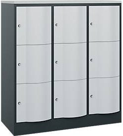 C+P Schließfachschrank Resisto mit 3 Abteilen und 9 Fächern, Anthrazitgrau/Lichtgrau, B/T/H: 114,8 x 54,0 x 125,5 cm - Bild 1