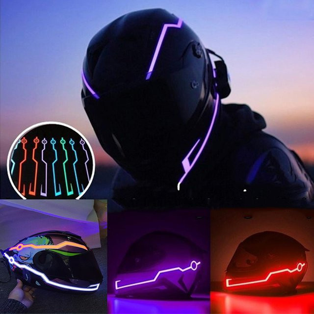 2 Stück LED Leuchtstreifen für Motorradhelme in Blau als blinkende Signalstreifen zur Sicherheit beim Nachtfahren - Bild 1