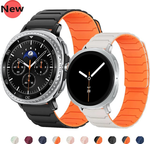 Samsung Uhrenarmband Silikon, Magnetisches Schlaufenarmband, Schwarz, Unisex - Bild 1