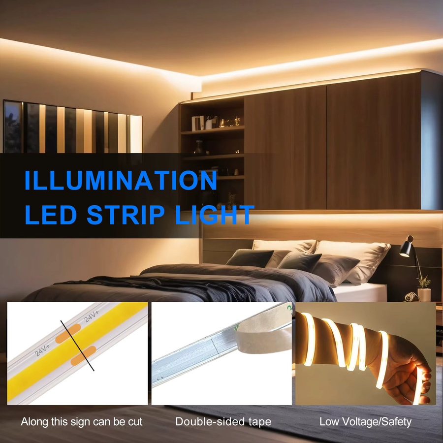 KISUFU Solar COB LED Streifen Licht Warmweiß Wasserdicht mit 480 LEDs/m für den Außenbereich DC 24V - Bild 5