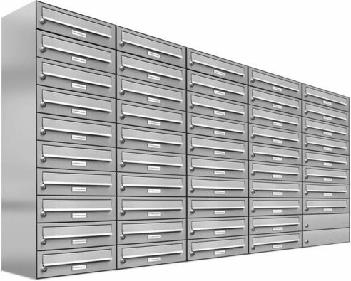 AL Briefkastensystem für 48 Parteien, Aufputzmontage, silberfarben, B/H/T: 191,5 x 115 x 27,5 cm - Bild 1