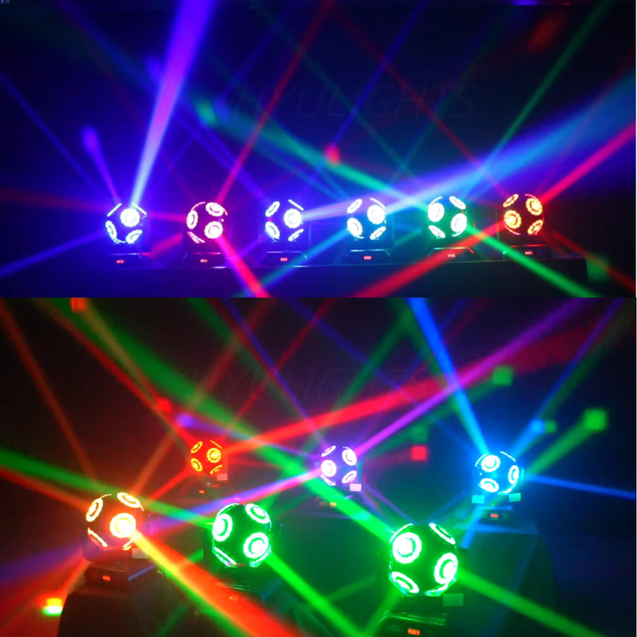 2 Stück HYULIGHTS LED Moving Head 8x15W RGBW 4in1 mit Halo RGB 3in1 Football Light Effekt, Schwarz - Bild 4