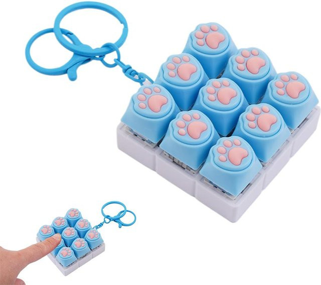 Binchi Outdoor Product Mechanische Schaltertastatur Fidget Spielzeug, Clicky Blau Braun Achse, Schlüsselanhänger - Bild 1