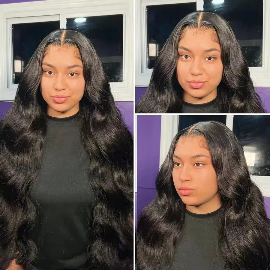Homgoss Body Wave Echthaar HD Lace Frontal Perücke, 40 Zoll, Lockig, Damen - Bild 2