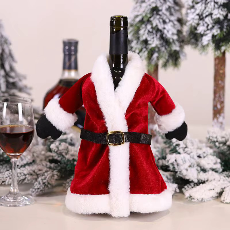 Alivparty Weinflaschen-Abdeckung Santa im roten Kleid als Weihnachtsdekoration für die Tischdekoration zu Weihnachten und Silvester - Bild 4