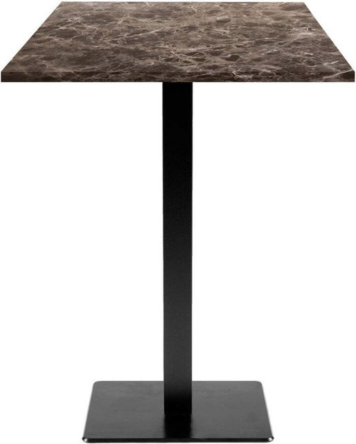 RestooTab Stehtisch Milan quadratisch in Steinoptik und Holzdekor, Farbe Grau/Schwarz, B/T/H: 60 x 60 x 113 cm - Bild 1