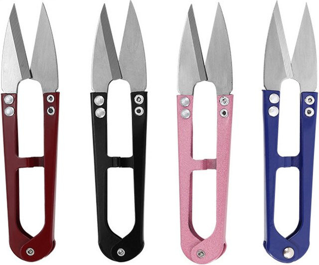 4er-Set Faden-Schere U-Form Garnschneider aus Kohlenstoffstahl für Stickerei und Handarbeit in Multicolour - Bild 1