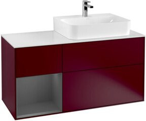 V&B Waschtischunterschrank Finion mit Wandbeleuchtung und linkem Regal in Anthrazit, B: 120 cm, T: 50,1 cm, H: 50,1 cm - Bild 1