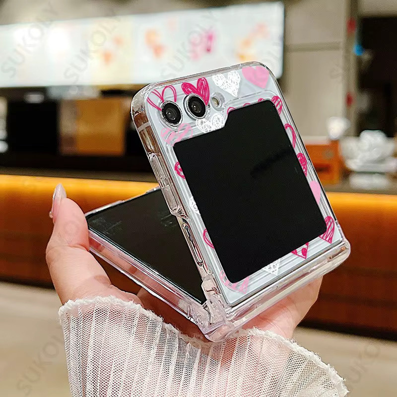 Stoßfeste transparente Handyhülle mit Liebesmuster für Samsung Galaxy Z Flip7, Z Flip6, Z Flip5, Z Flip4 und Z Flip3 - Bild 5