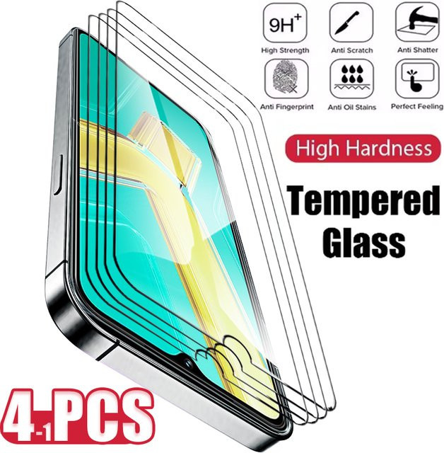 Set aus gehärtetem Glas HD Displayschutz für vivo Y03 Y03t Y28 Y28s Y15s Y16 Y17 Y20 Y20i Y21 Y22 Y19 Y22s in Schwarz und Transparent - Bild 1