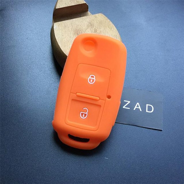 ZAD Silikon Autoschlüsselhülle Abdeckung in Orange für VW Amarok Polo Golf MK4 Bora Jetta, Seat Altea und Skoda Octavia Fabia (2 Tasten) - Bild 1