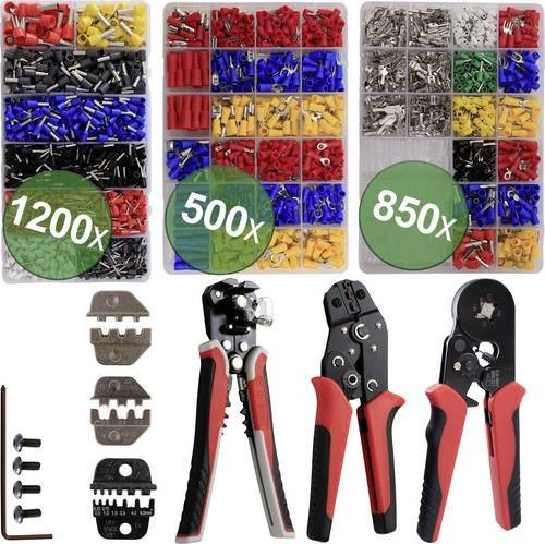 Quadrios 24T065 Crimpzangen-Set für Aderendhülsen, Flachsteckhülsen und Solar-Steckverbinder, Multicolor, 0.25 bis 6mm² - Bild 1