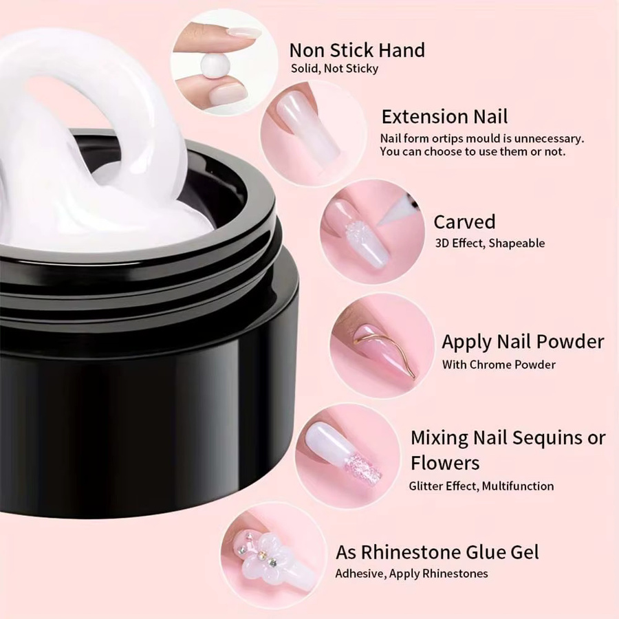 DUOLINGDAI Solid Builder Gel Set, Weiß, Rosa, Nude, Klar, 3 Stück - Bild 2