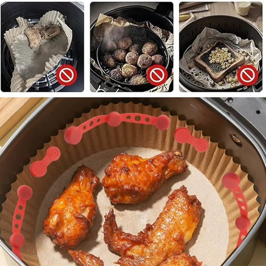 Junerain Magnetische Silikon Schnalle für Air Fryer zur Fixierung von Backpapier in Grau - Bild 4