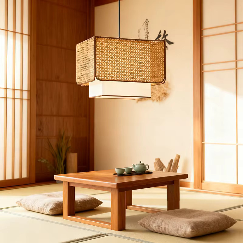 LINCCW LED Pendelleuchte aus Bambus und Rattan im Vintage Boho Design, braun - Bild 3