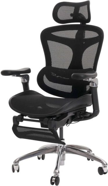 Ergonomischer Bürostuhl MCW N54 in Schwarz mit Netzbespannung, Lordosenstütze, Kopfstütze und 6D-verstellbaren Armlehnen, B/T/H: 64 x 67 x 123 cm - Bild 2