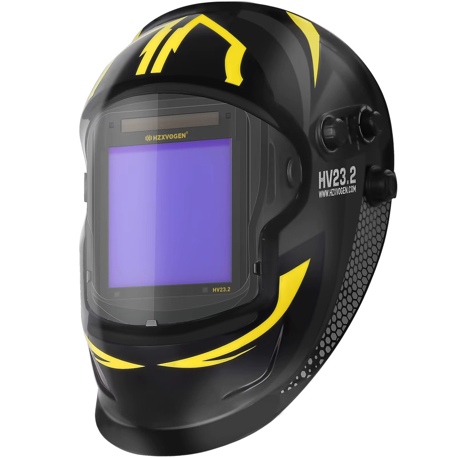 HZXVOGEN HV23.2 Automatisch abdunkelnder Schweißhelm in Schwarz mit 4 Lichtbogensensoren, Solarbetrieb und austauschbarem Lithium-Akku, Dual-Power, 3 Modi für Schleifen, Schneiden und Schweißen - Bild 2