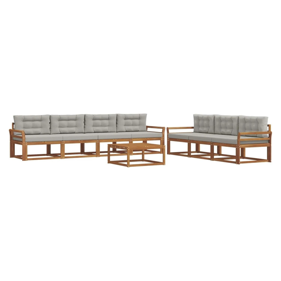 vidaXL Outdoor-Sofagarnitur 8-teilig aus Akazienholz mit Kissen in Natur und Grau - Bild 2