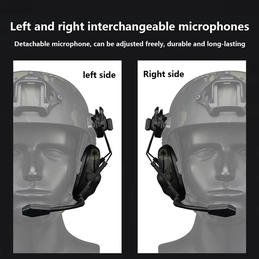 Baofeng Taktisches Helm-Headset mit Geräuschunterdrückung und PTT-Adapter für Gen5-Helme und Funkgeräte in Schwarz - Bild 2