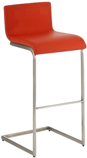TPFLiving Barhocker Newport mit Edelstahlgestell und Kunstleder in Orange - Bild 1