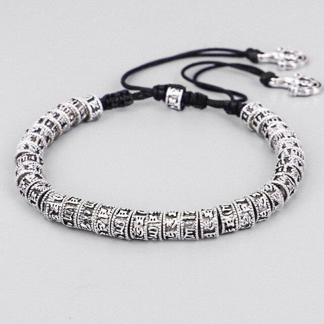 Woozu Armband, Baumwolle, Perlen, Silber, Herren - Bild 1