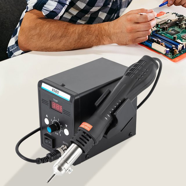 CNCEST Heißluft-Lötstation 700W mit einstellbarer Temperatur 100 bis 500 Grad Celsius, Rework-SMD-Station Set mit PTC-Keramik-Heizkern und LED, Schwarz - Bild 1
