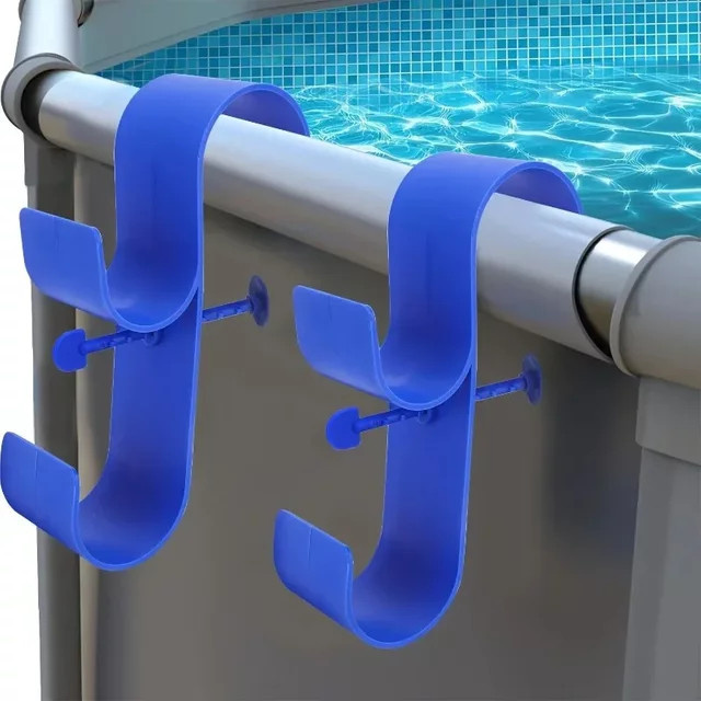 Pool Skimmer Haken mit Doppelhaken und verstellbarem Teleskop-Mast in Grau - Bild 1