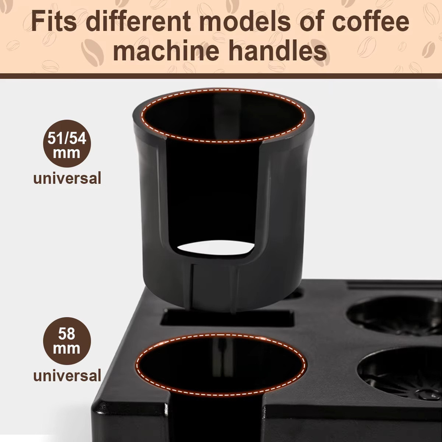 Leeseph 7-in-1 Espresso-Tampingstation und Organizer-Box in Schwarz für 51/54/58mm Tamper, Verteiler und Siebzubehör - Bild 4