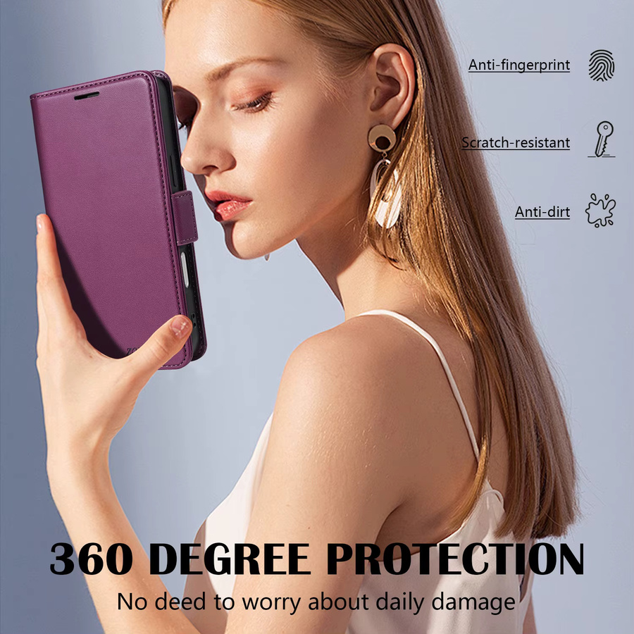 Magnetische Leder-Brieftasche mit Kartensteckplatz für Samsung Galaxy S25 Edge S24 FE S23 Plus S22 Ultra S21 S20 in Purple - Bild 5