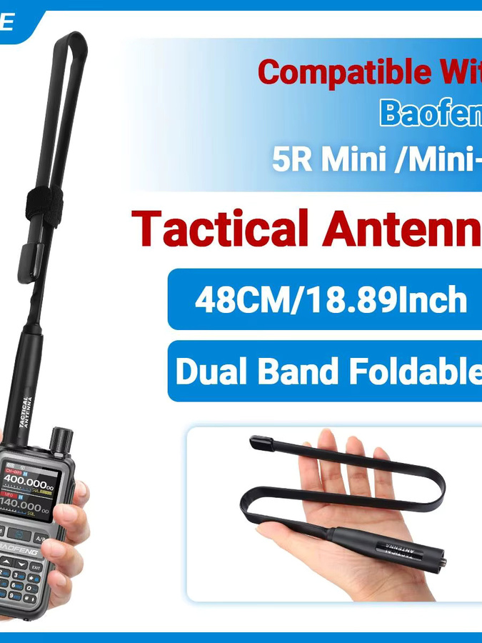 ABBREE Mini CS Taktische Antenne mit SMA-Buchse, Dualband VHF UHF 144/430 MHz, faltbar, Schwarz, für Baofeng UV-5R Mini 5 Walkie Talkie - Bild 7