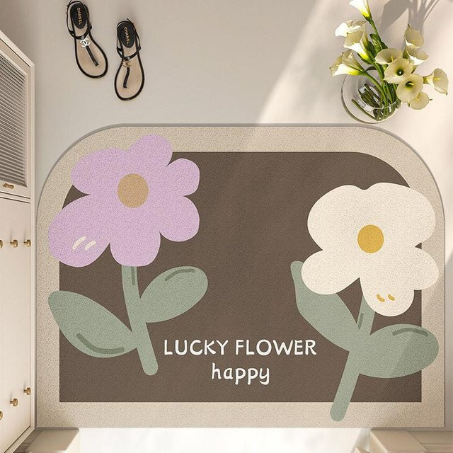 Schmutzabweisende Drahtring-Fußmatte von Yiran Furniture mit floralem Design, waschbar, B/T: 60 x 40 cm - Bild 1
