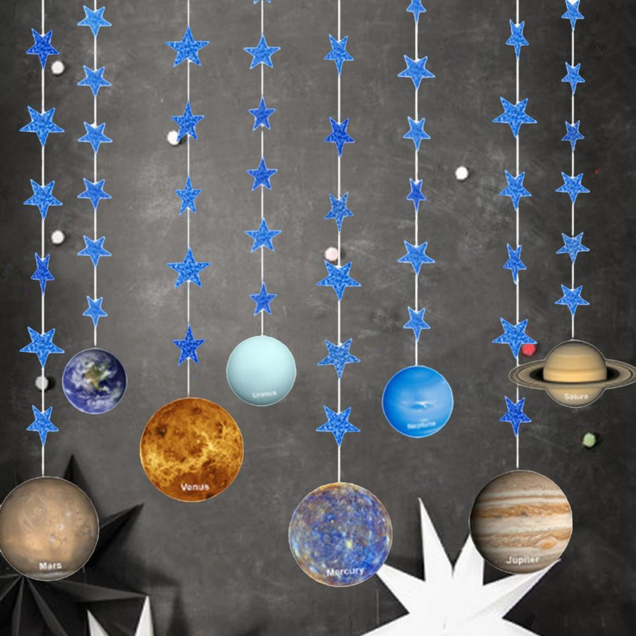 Bunte Universum Planeten Girlande mit Acht Planeten als Hängende Flagge für Dekorationen und Events - Bild 2
