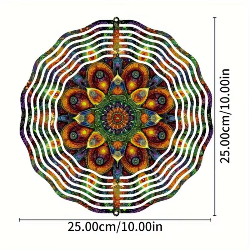 CIFBUY Windspiel aus Metall in Multicolour mit geometrischem Mandala-Design, Durchmesser: 25,4 cm - Bild 3