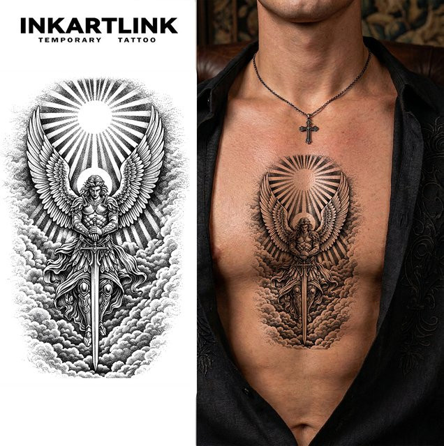 INKARTLINK Erzengel Michael Saft-Tattoo-Patch, wasserfest - Bild 1