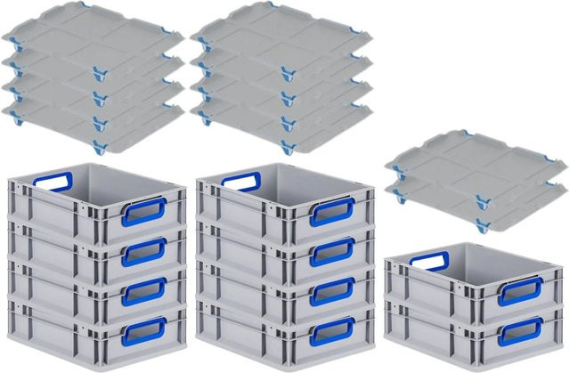 PROREGAL Spar Set 10x Eurobox Nextgen Color in Blau mit Auflagedeckel und Schiebeschnappverschlüssen, H x B x T: 12 x 30 x 40 cm - Bild 1
